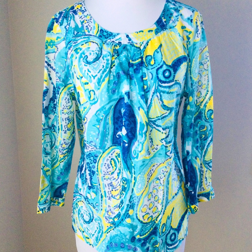 136 Talbots Petite Paisley Art Top